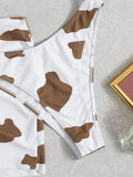 Women's Three - piece Cow Print Swimsuit - Aqova