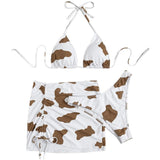 Women's Three - piece Cow Print Swimsuit - Aqova