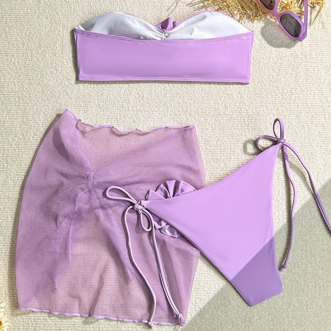 Women's Tube Top Swimsuit with 3D Flower - Stylish Swimwear for Summer - Aqova