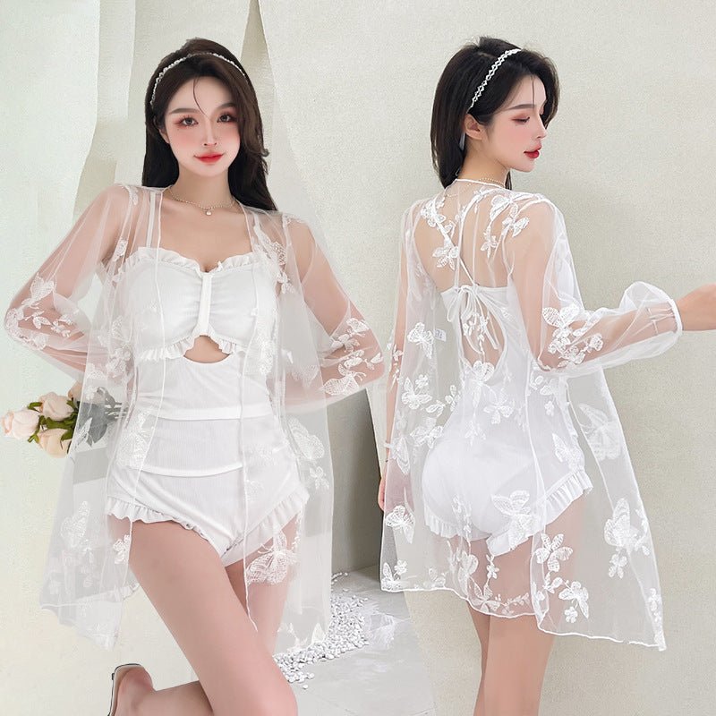 Women's Two - Piece Swimsuit Set - Conservative Backless Hot Spring Design - Aqova