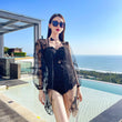 Women's Two - Piece Swimsuit Set - Conservative Backless Hot Spring Design - Aqova