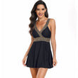 Women's V - Neck Printed Swimsuit Dress - Perfect for Summer Beach Vacations - Aqova