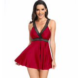 Women's V - Neck Printed Swimsuit Dress - Perfect for Summer Beach Vacations - Aqova