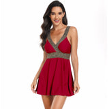 Women's V - Neck Printed Swimsuit Dress - Perfect for Summer Beach Vacations - Aqova