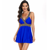 Women's V - Neck Printed Swimsuit Dress - Perfect for Summer Beach Vacations - Aqova