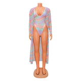 Women's V - Neck Swimsuit Two Piece Long Sleeve Cape - Aqova