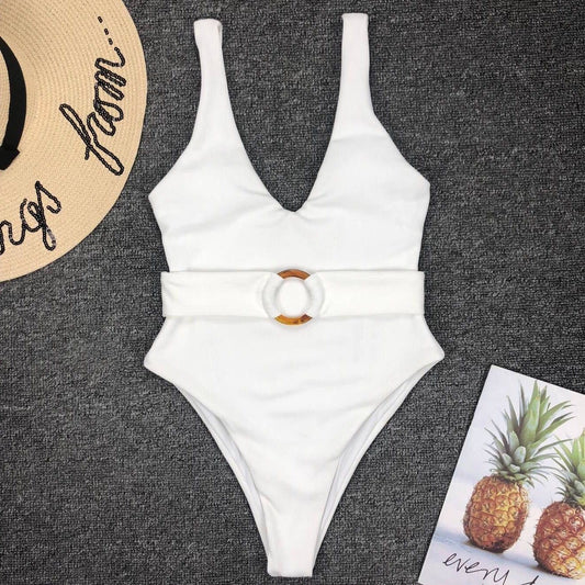 Women’s White Triangle Bikini Swimsuit - Steel Pad Option Available - Aqova