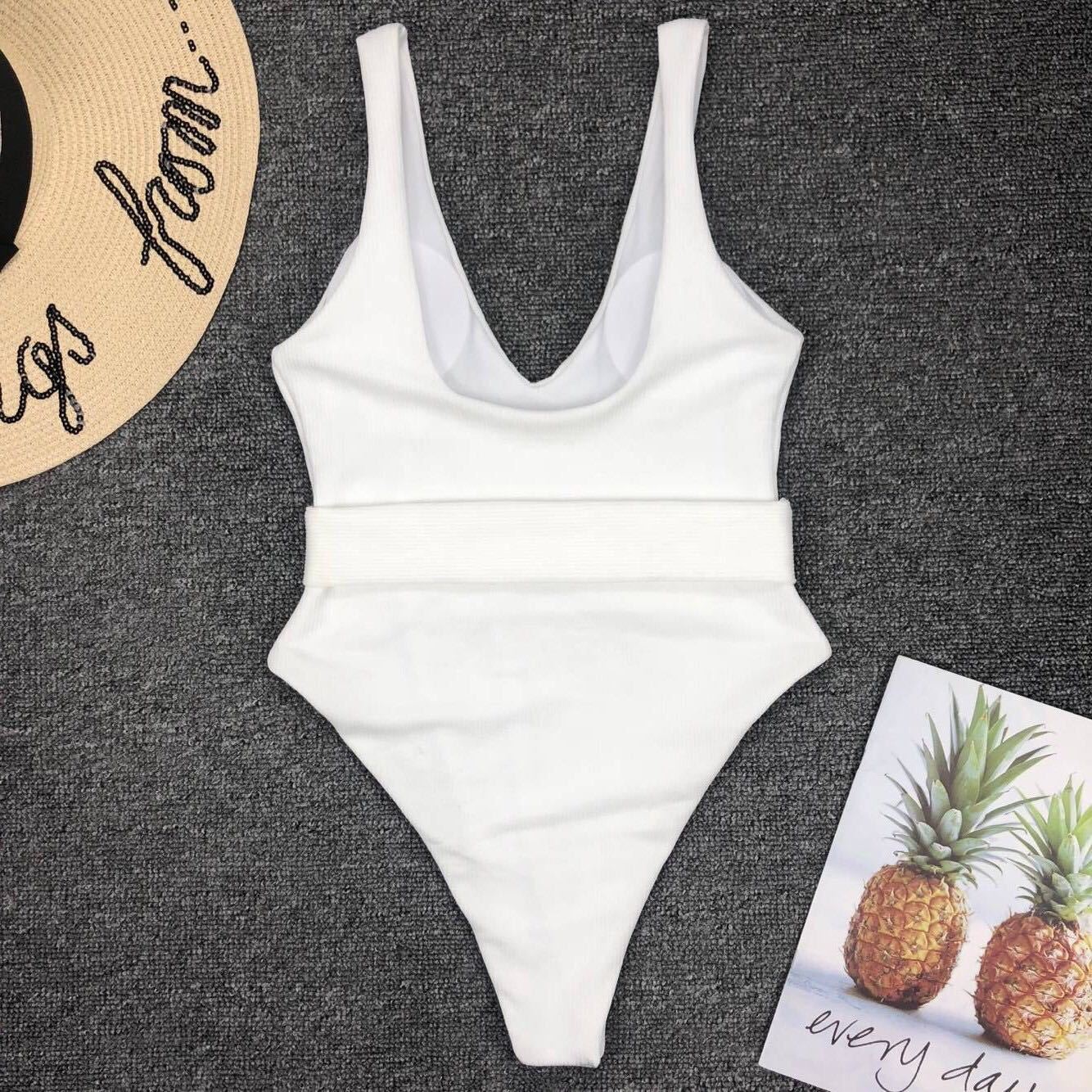 Women’s White Triangle Bikini Swimsuit - Steel Pad Option Available - Aqova