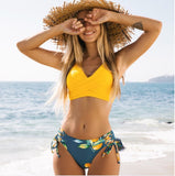 Yellow Bikini Swimsuit for Women - Stylish and High Elasticity Swimwear - Aqova